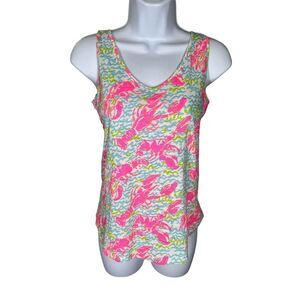 Lilly Pulitzer Lobster Print Scoop Neck Sleeveless Tank Top Women’s Size‎ XXS
